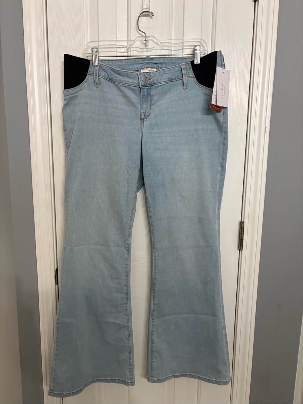 NWT Women’s Isabel Maternity Light Blue Flare Jeans Sz 14 Side Panel Stretch